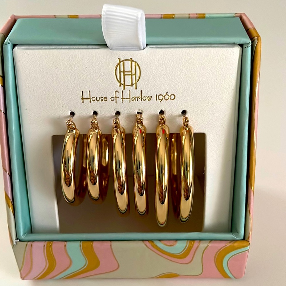 Set of 3 chunky hoop earrings